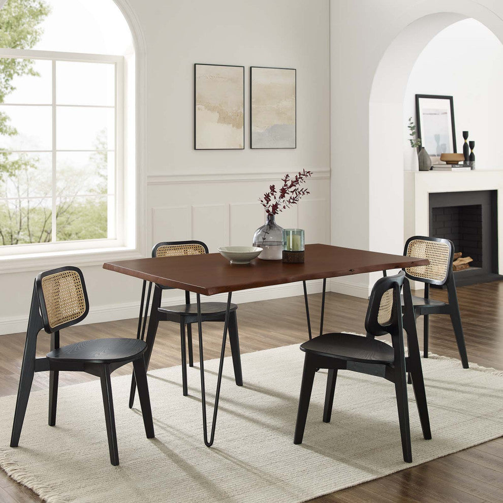 Henley 60" Live Edge Acacia Wood Dining Table, Black Walnut