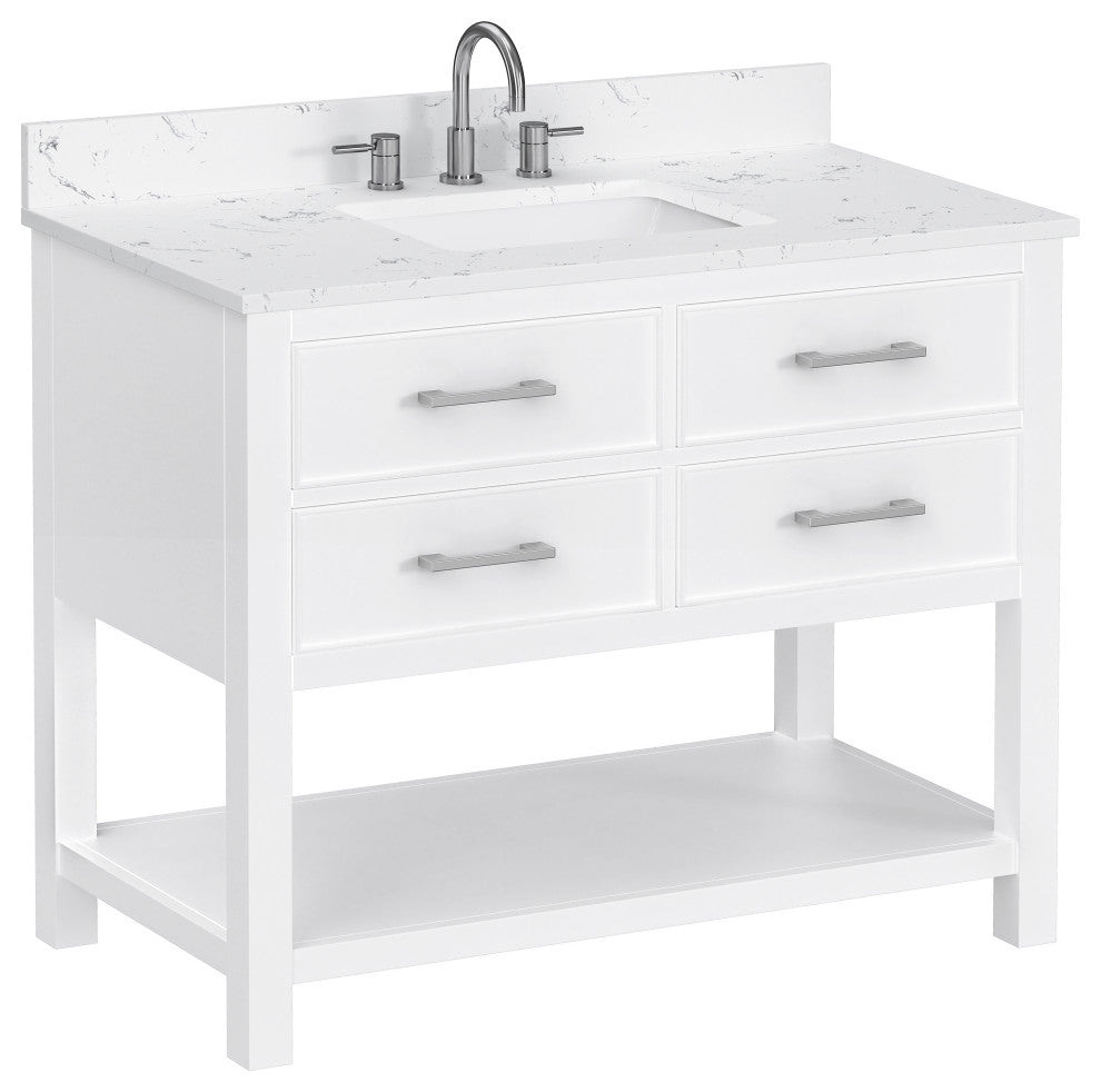Avanity Brooks 42" Vanity, White and Cala White Engineered Top