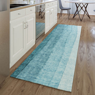 Premium Machine Washable Mayfield AMF690 Teal 2'3" x 7'6" Runner Rug