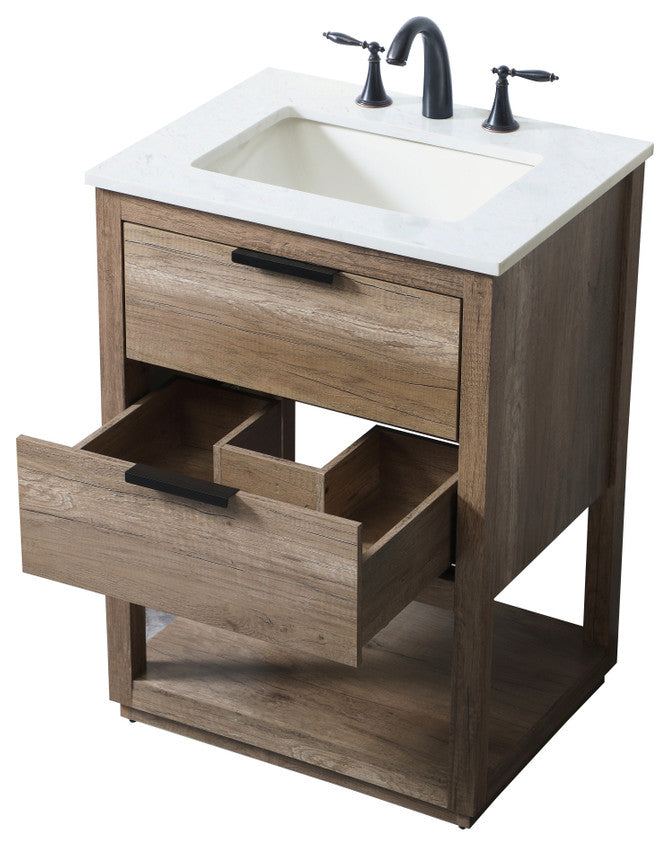 Louie 24" SIngle Bathroom Vanity, Natural Oak