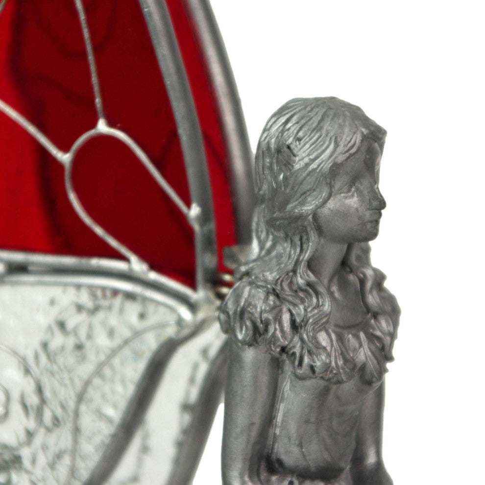 Kneeling Fairy Pewter Figurine Home Decor Mythical Desk Accessories Glass Wings