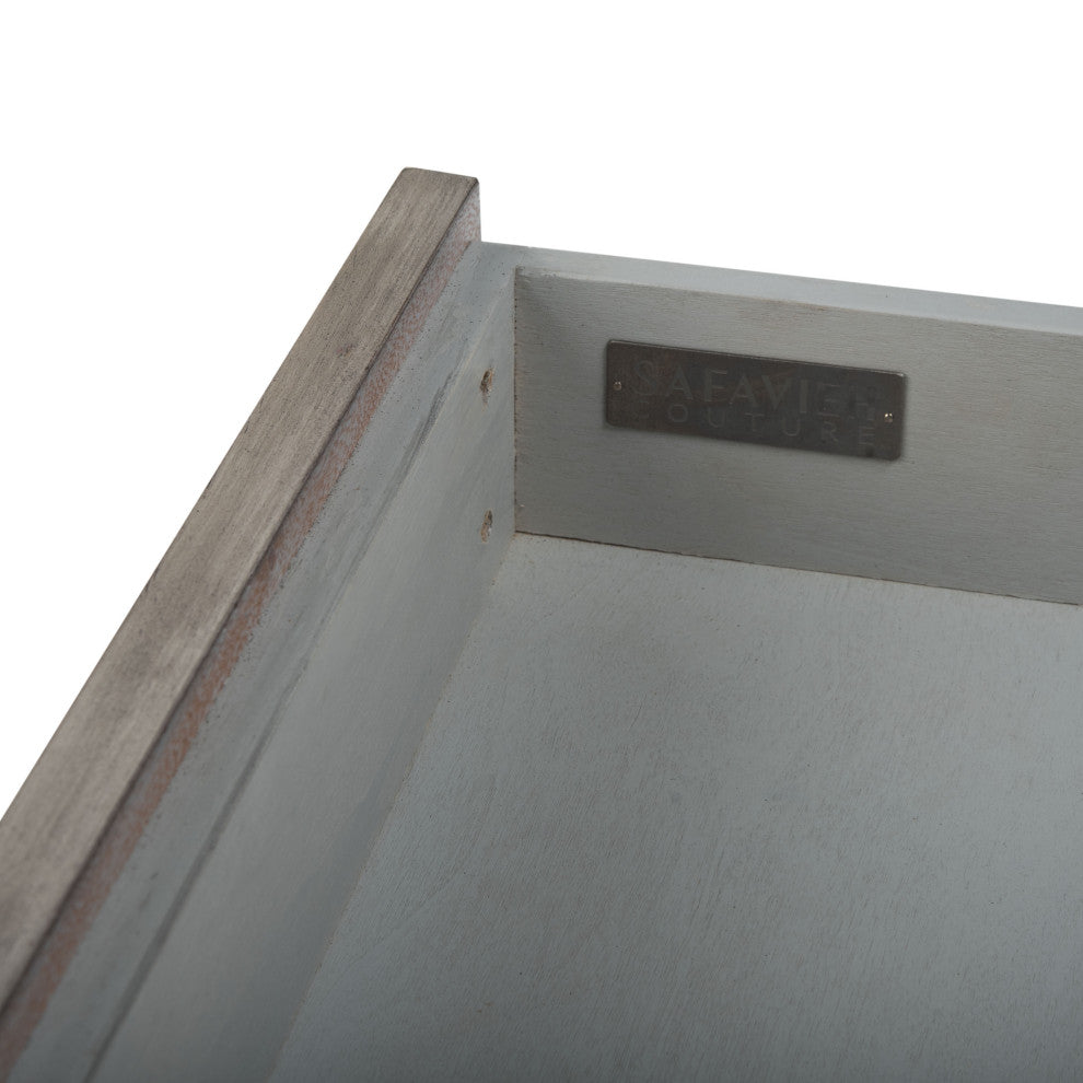 Safavieh Couture Nisha 3 Drawer Wood Nightstand, Light Grey