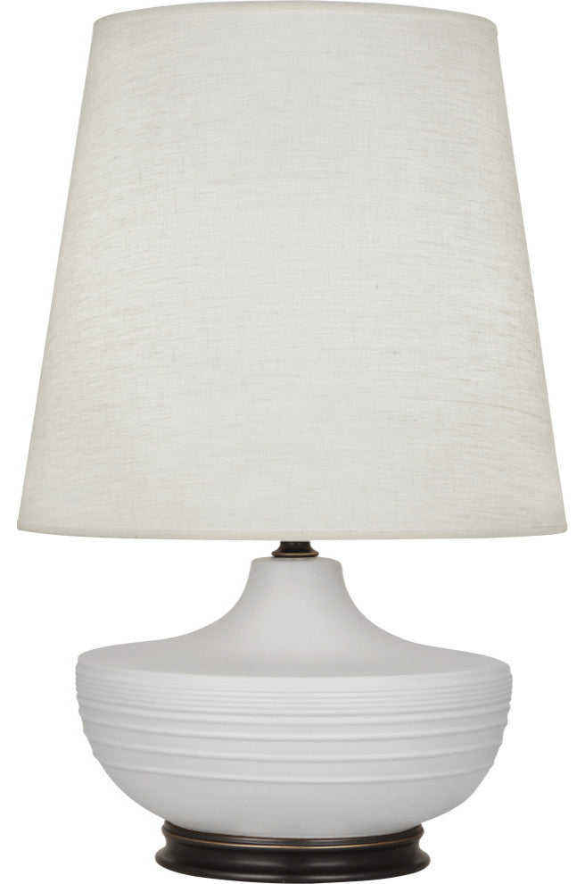 Michael Berman Nolan Table Lamp, Matte Dove With Patina Bronze