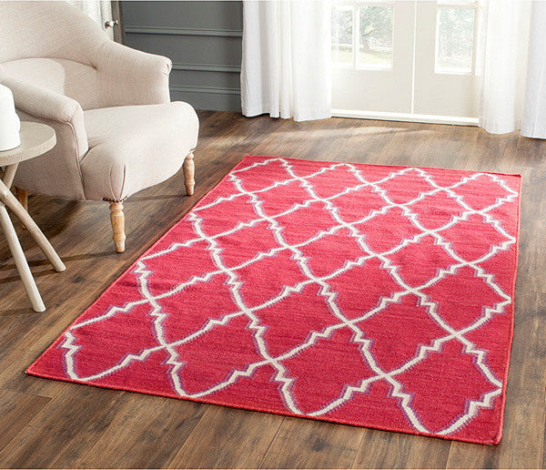 Safavieh Dhurries Dhu564A Red, Ivory Area Rug