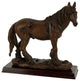 Brown Feathered Foot Standing Horse Statue On Wood Base