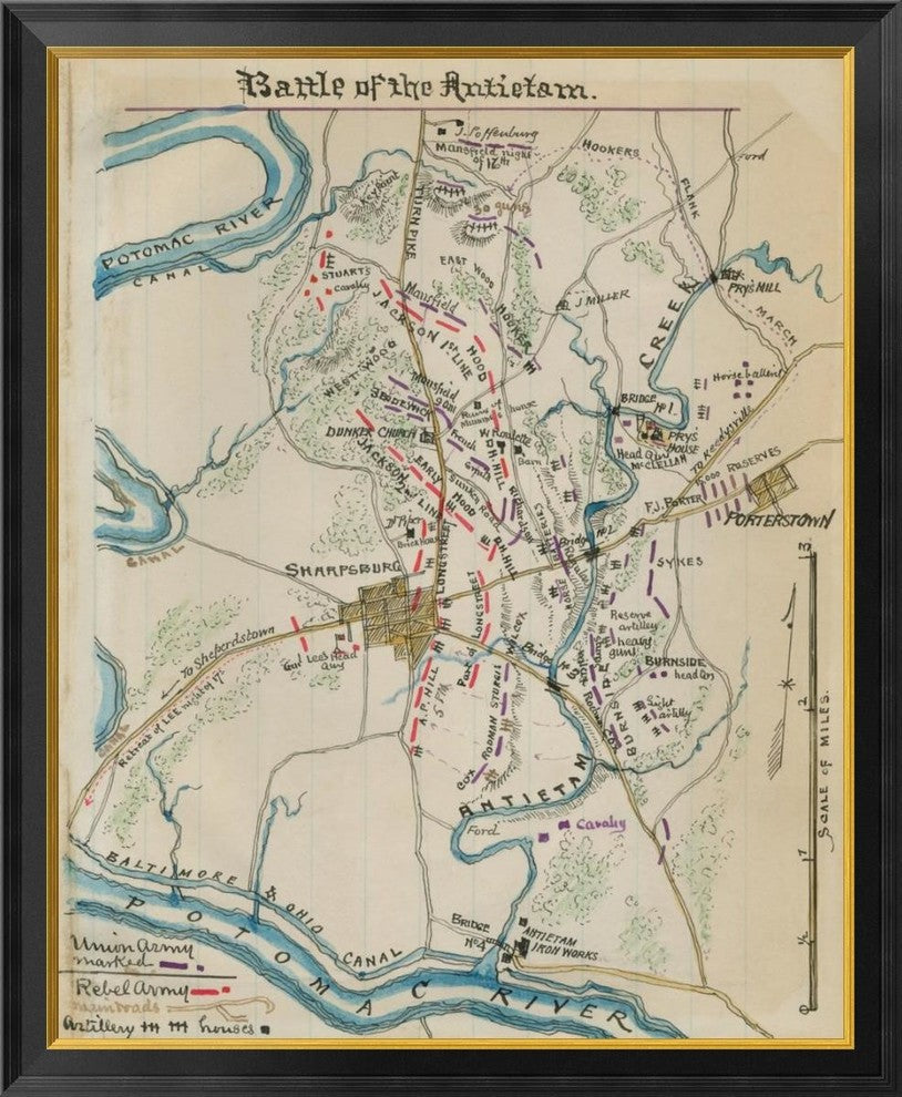 "Battle of Antietam or Sharpsburg #1" Framed Canvas Giclee by Unknown, 33x40"