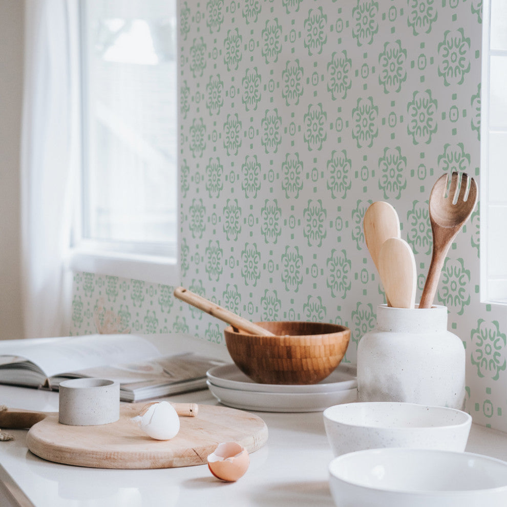 Decorative Tile Peel and Stick Wallpaper, Green