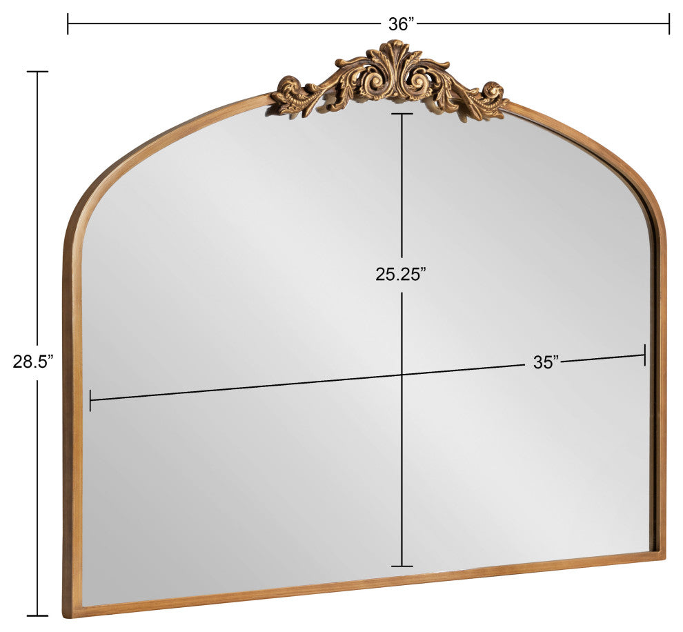 Arendahl Traditional Arch Mirror, Gold, 36x29
