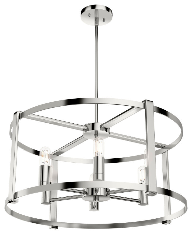 Hunter Astwood Collection 6-Light Drum Chandelier, Polished Nickel