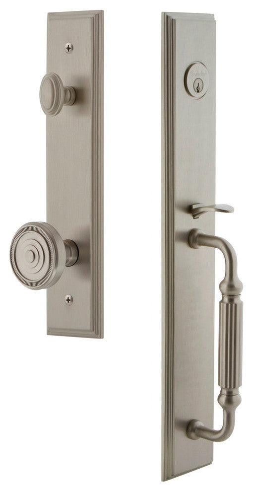 Carre' 1-Piece Dummy Handleset, F Grip and Soleil Knob, Satin Nickel, 849181