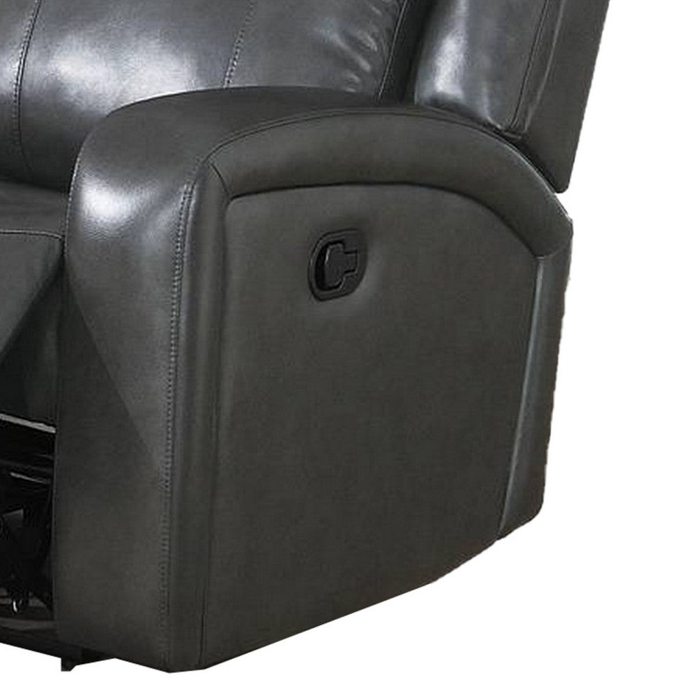 Benzara BM233104 Upholstered Power Motion Sofa With Padded Headrest, Black