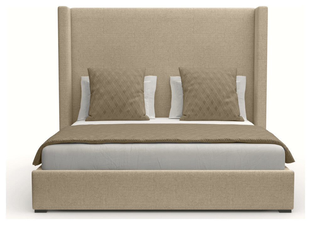 Nativa Interiors Aylet Plain Bed, Flax, King, Medium Headboard
