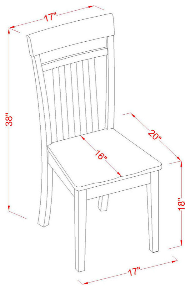 Dining Set 5 Pc- 4 Chairs, Table, Mahogany Finish Solid Wood Chair Seat