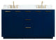 Elegant VF19460DBL-BS 60"Double Bathroom Vanity, Blue With Backsplash