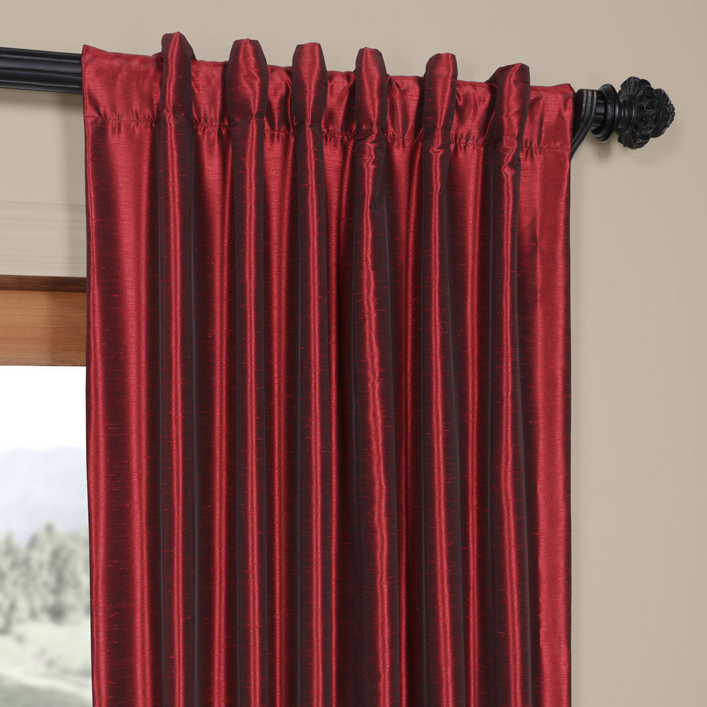 Ruby Vintage Textured FauxDupioni Silk Curtain Single Panel, 50"x120"