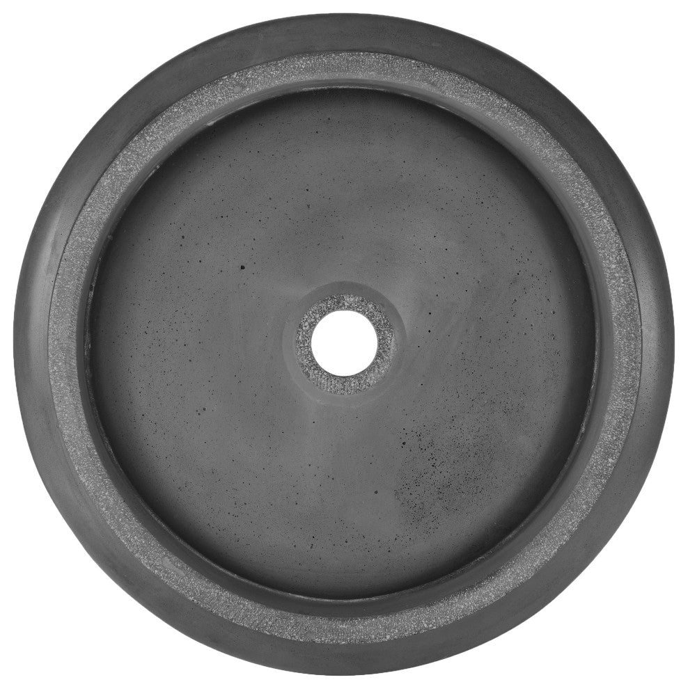 Lisse 17.5" Round Concrete Vessel Bathroom Sink, Dark Gray