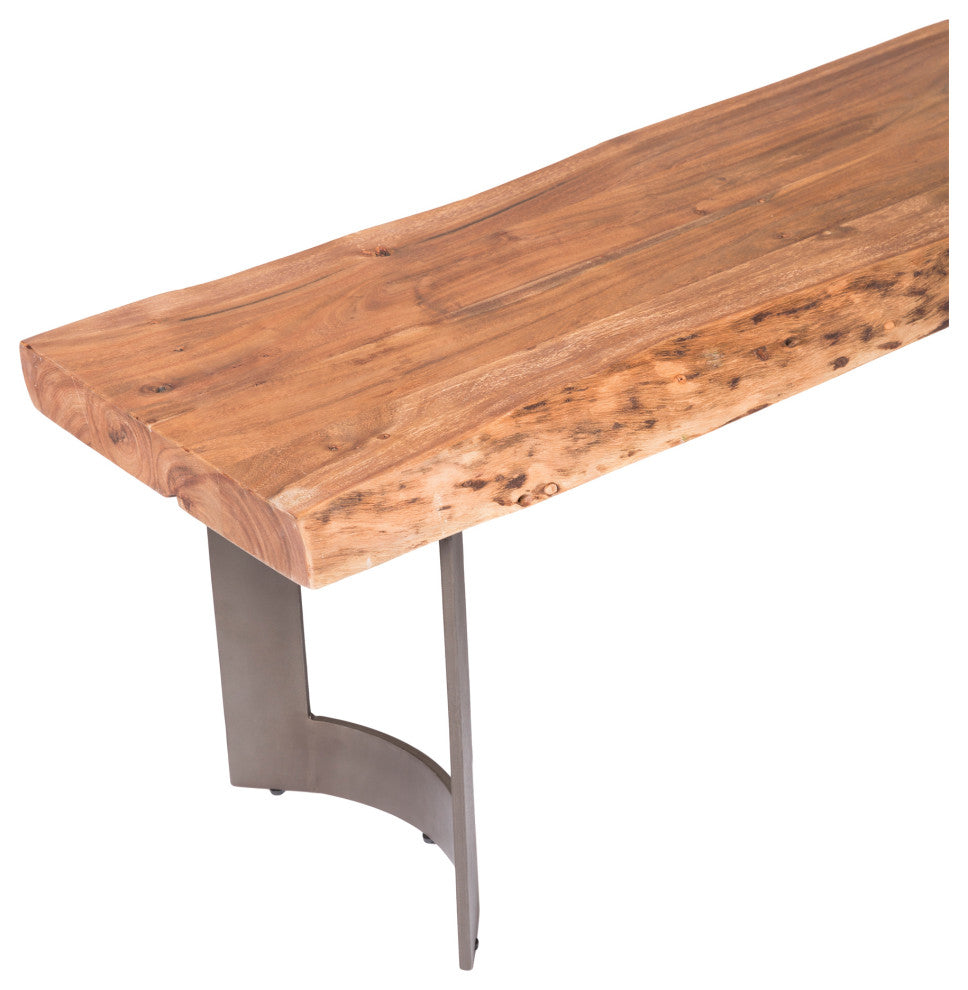 76 Inch Bench Extra Small Smoked Brown Industrial