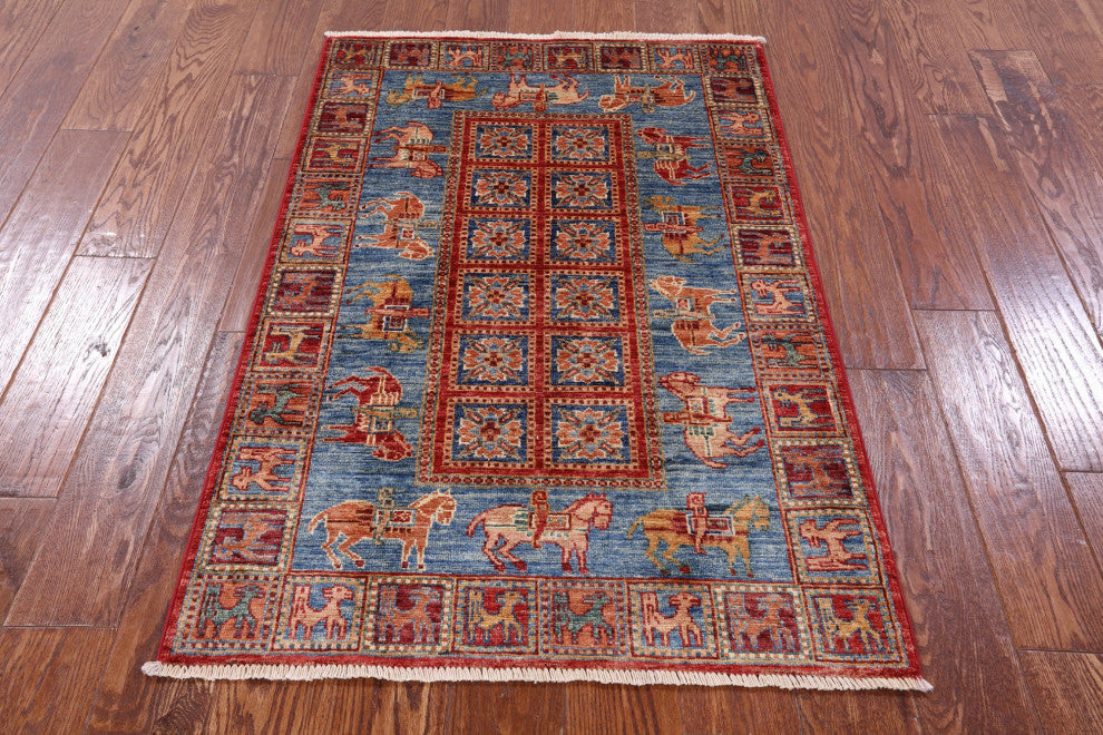 2' 9" X 4' 2" Antiqued Pazyryk Historical Design Hand Knotted Rug Q10877