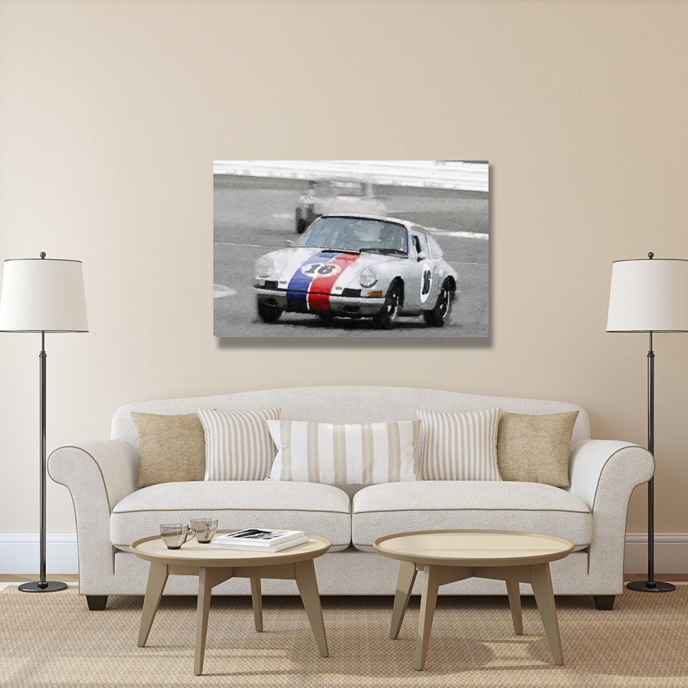 "Porsche 911 Race in Monterey Watercolor" Fine Art Print
