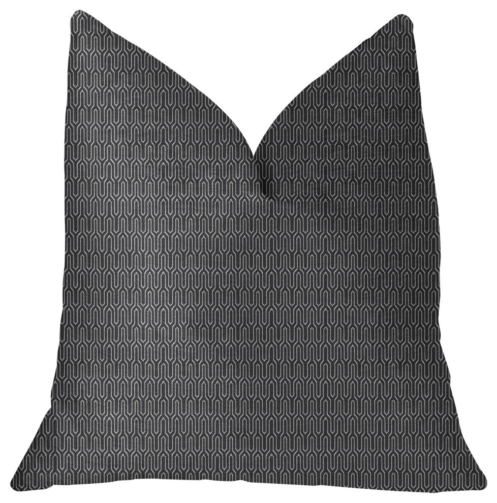 Milan Flare Black and Beige Luxury Throw Pillow, 18"x18"