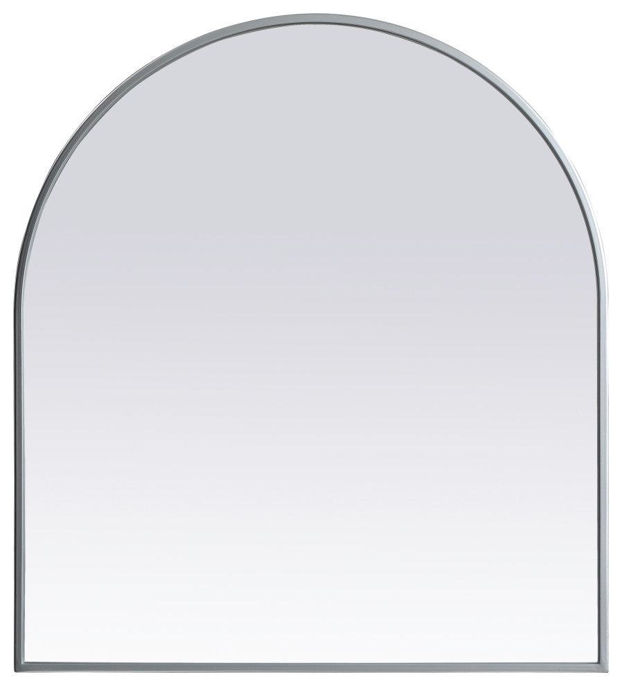 Metal Frame Arch Mirror 27X30 Inch, Silver