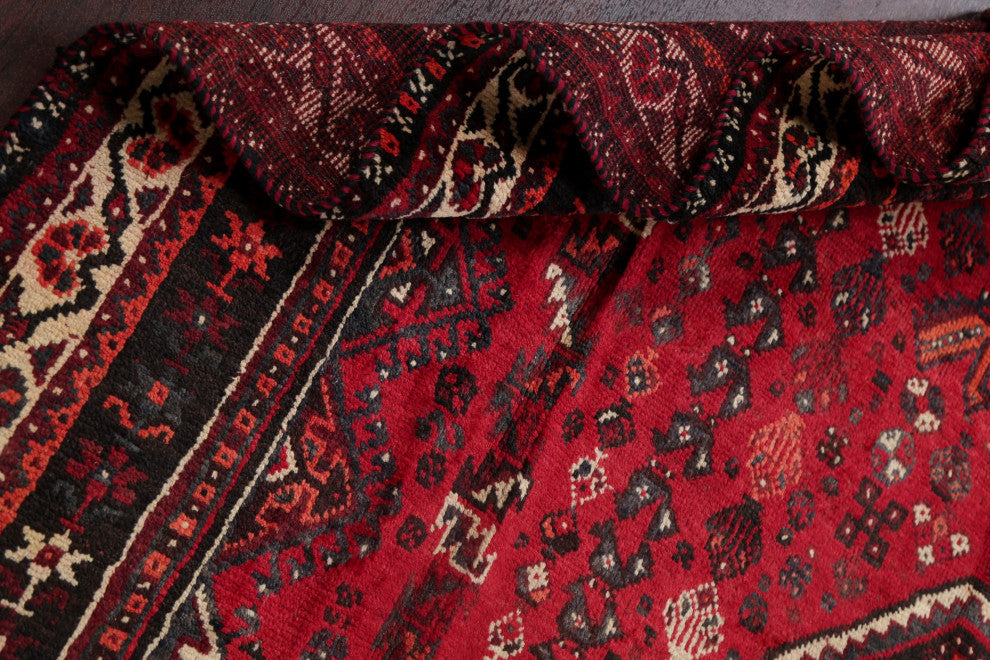 Consigned, Hand-Knotted Vintage Oriental Traditional Persian Area Rug, Red, 7x11
