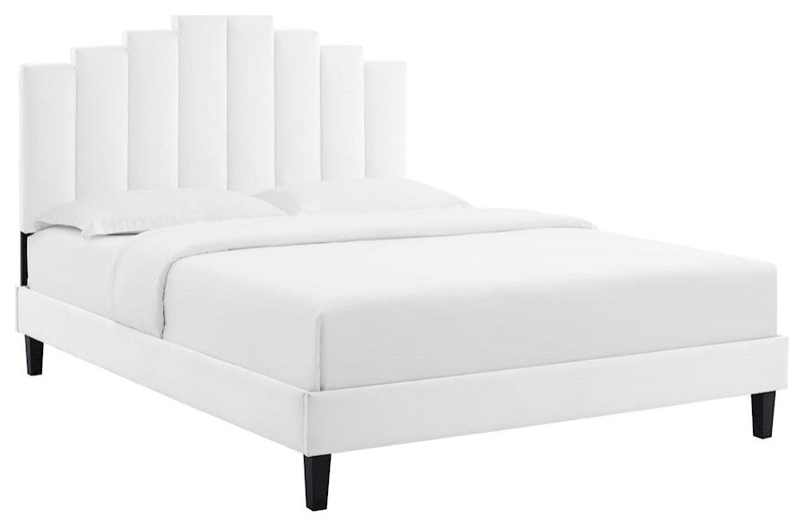 Elise Twin Performance Velvet Platform Bed MOD-6876-WHI