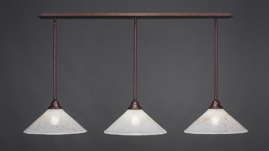 Stem 3-Light Pendalier with Hang Straight Swivel, Bronze/Gold Ice