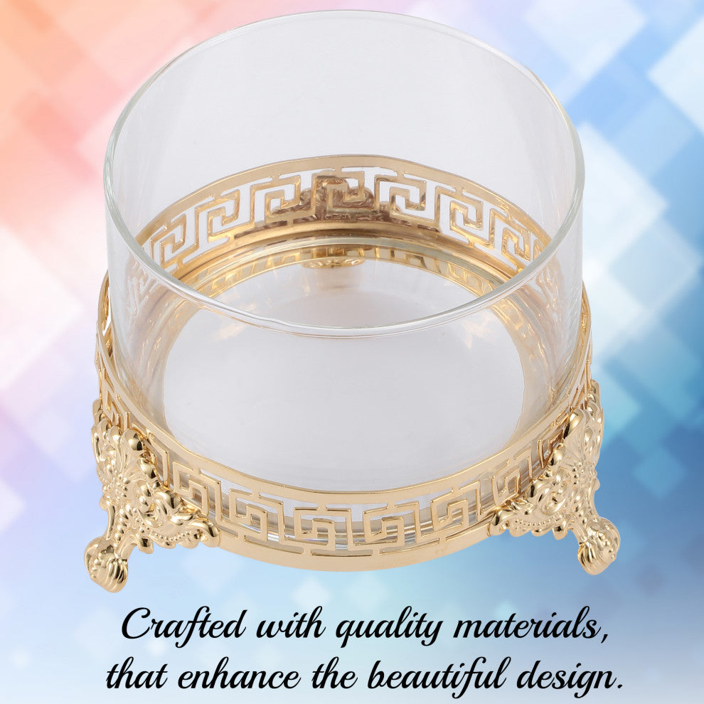 24K Gold Plated Sugar Bowl With Crystal Studded Spoon