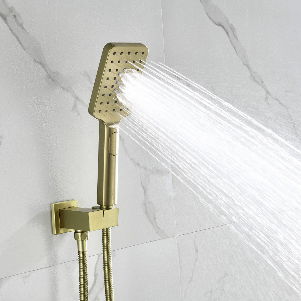 Luxury Shower System With 3-Function Hand Shower, Brushed Gold