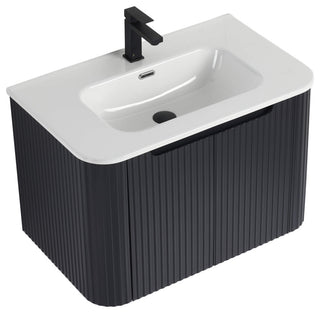 Caskvalley Bath Vanity, Straight Fluted Design Sink Included, Carbon Black, 30"