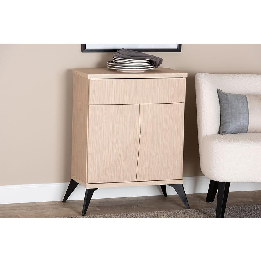 Modern Two-Tone Light Brown and Black Wood 2-Door Sideboard Buffet