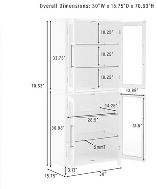 Roarke Glass Door Kitchen Pantry Storage Cabinet