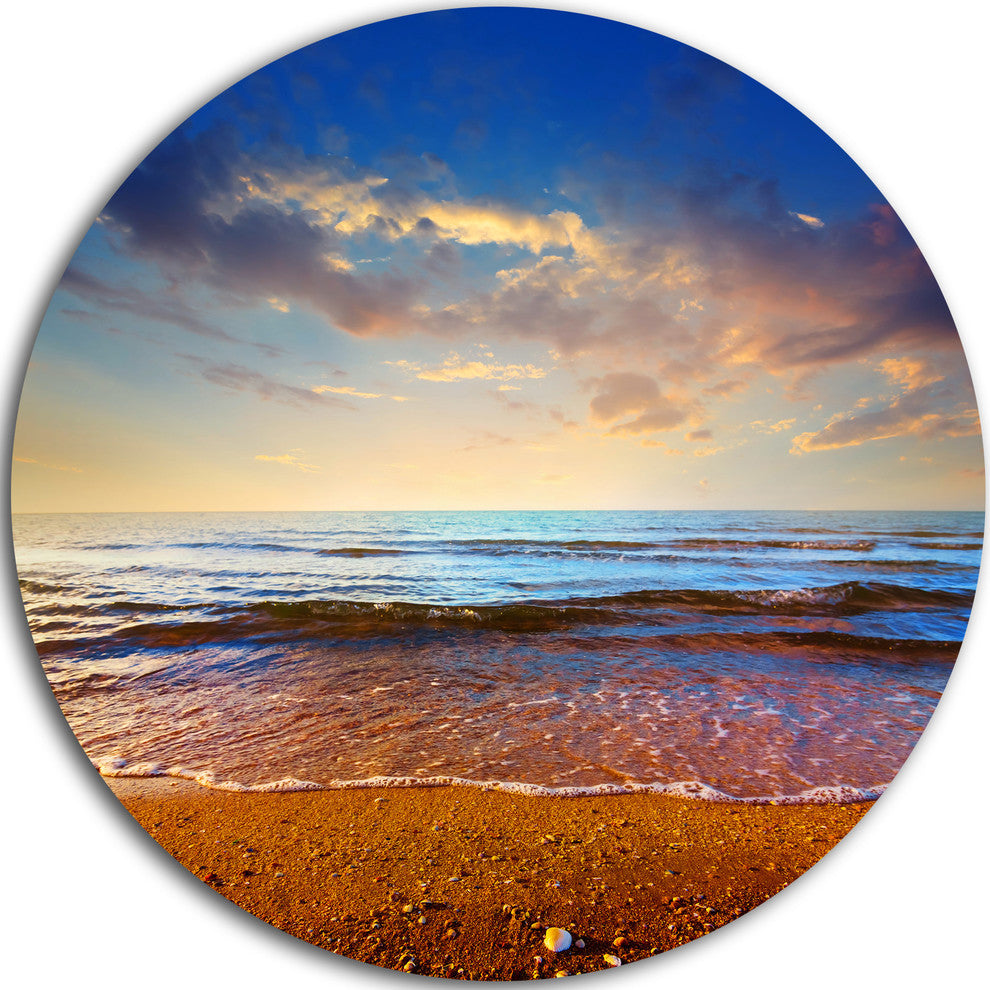 Cloudy Skies With Vibrant Seashore, Beach Disc Metal Wall Art, 11"