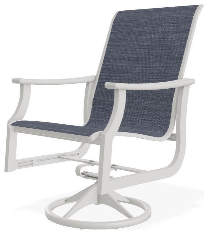 St. Catherine Sling Outdoor Swivel Rocker, Augustine Denim/Snow