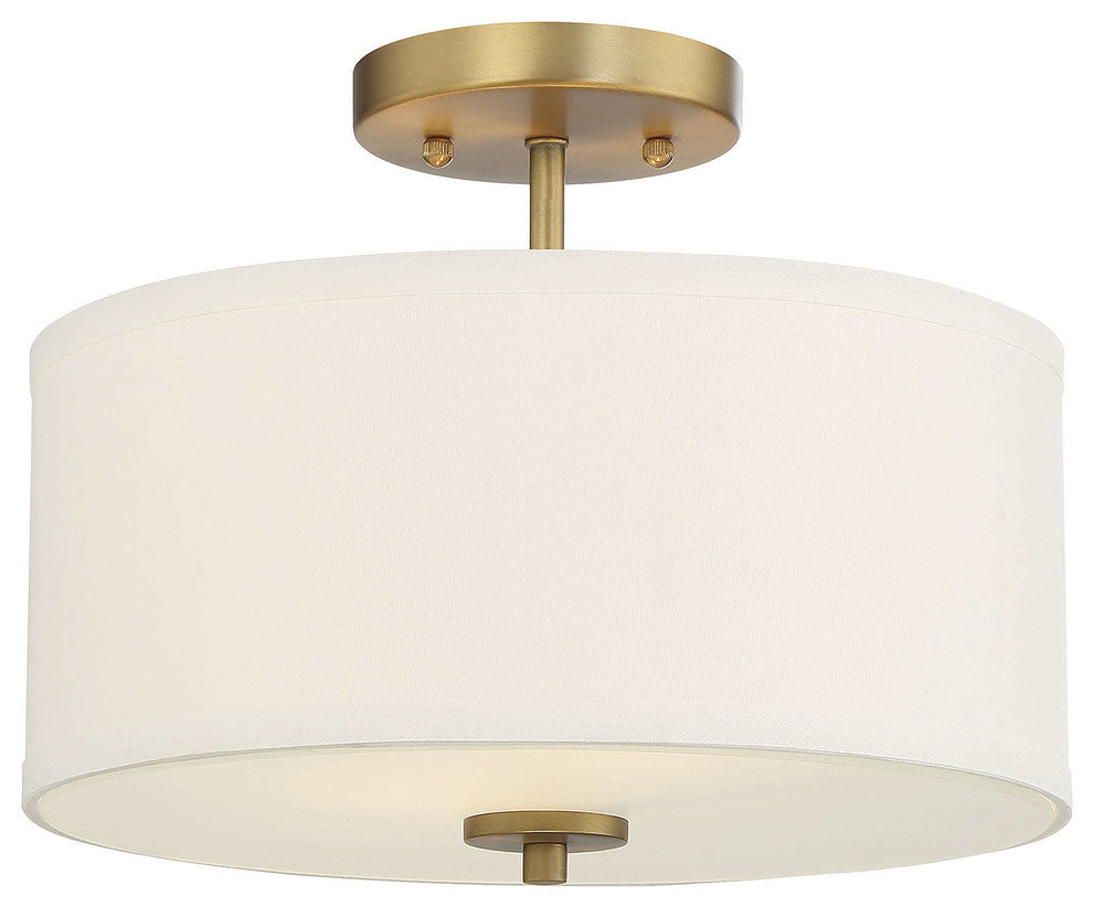 2-Light Semi-Flush Mount, Natural Brass