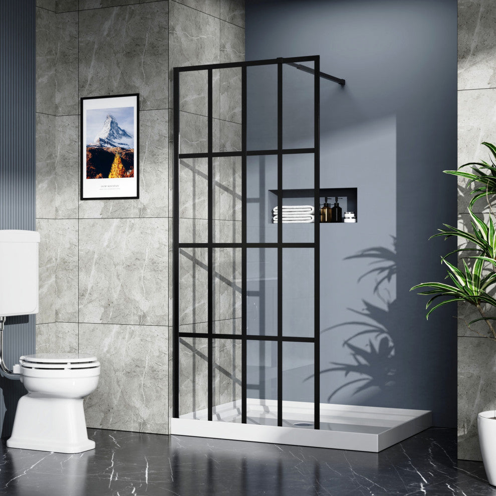 34 in. W x 72 in. H Thicken Fixed Glass Panel Shower Door