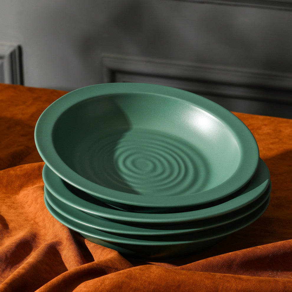 Stone Lain Orbit Stoneware Pasta Bowl Set of 4, Green