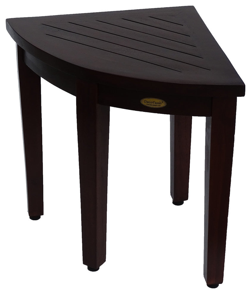 DecoTeak Oasis Teak Corner Shower Stool, Corner Shelf
