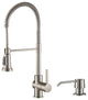 Britt Commercial Style 3-Function Pull-Down 1-Handle 1-Hole Kitchen Faucet, Spot Free Stainless Steel With Soap Dispenser
