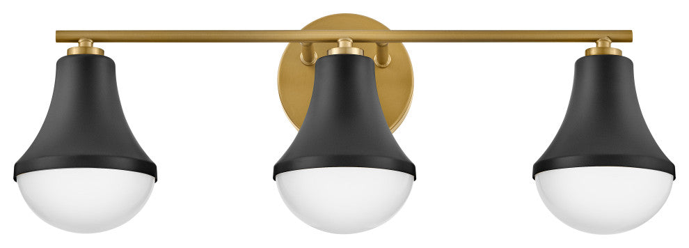 Lark Haddie 24" Modern Three-Light Bath Vanity, Black + Lacquered Brass