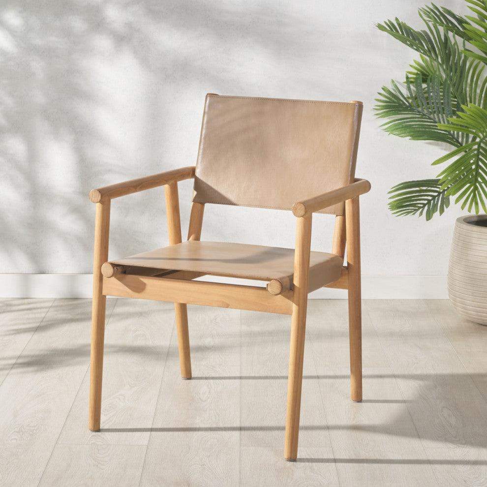 Safavieh Couture Hutson Leather Dining Chair, Brown/Natural