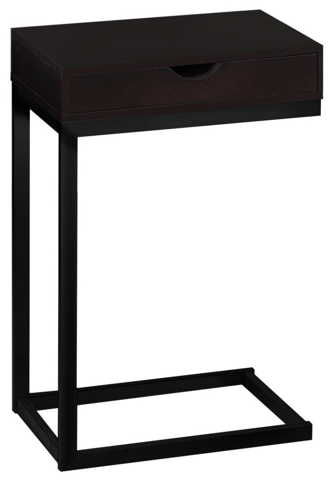 HomeRoots 10.25" x 15.75" x 24.5" Cappuccino Finish and Black Metal Accent Table