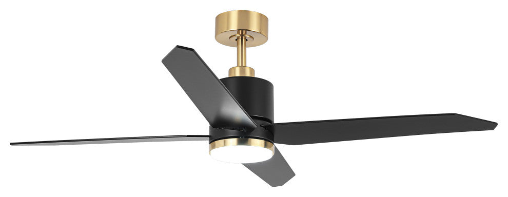 52 in. LED Matte Black and Gold Ceiling Fan with DC Reversible Motor