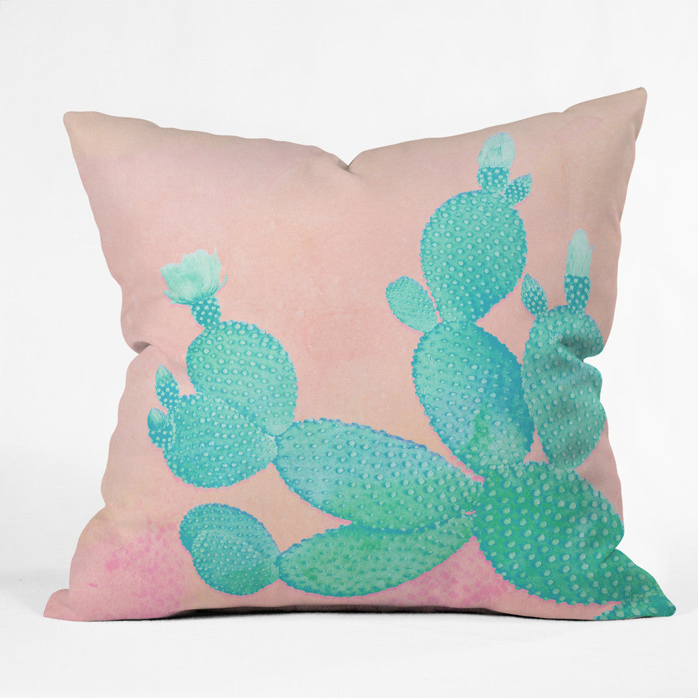 Kangarui Pastel Cactus Throw Pillow, 18"x18"