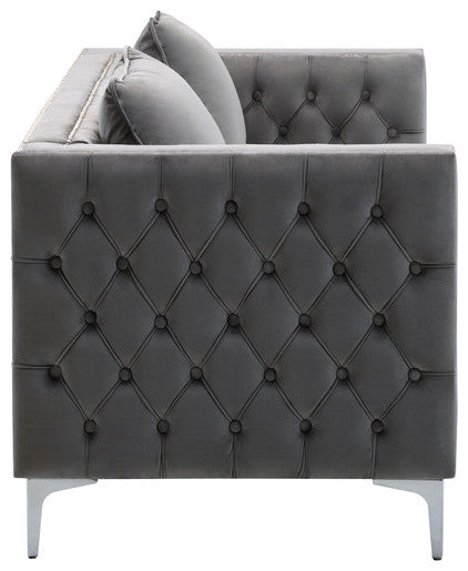 Lilola Home Lorreto Gray Velvet Fabric Sofa Loveseat Living Room Set