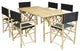 Set of Bamboo Rectangular Table, 6 Director Chair, Black