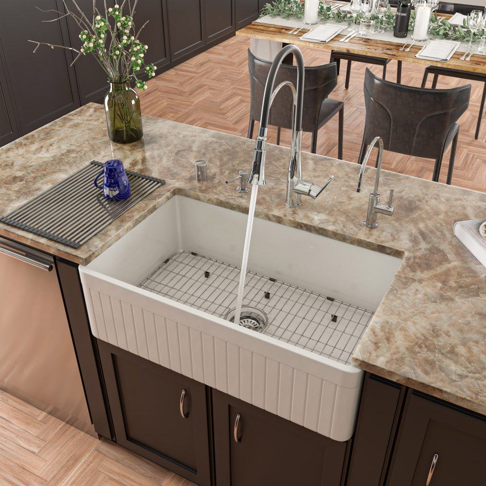 Kitchen Faucet With Black Rubber Stem, Polished Chrome