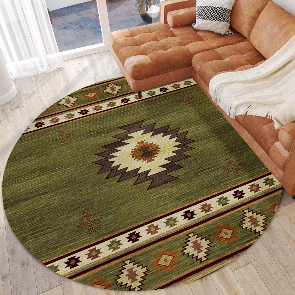 Indoor/Outdoor Phoenix PH4 Cactus Machine Washable 8' x 8' Round Rug