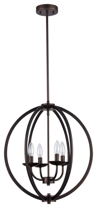 IRONCLAD, Industrial-style 4 Light Rubbed Bronze Ceiling Pendant, 18" Wide